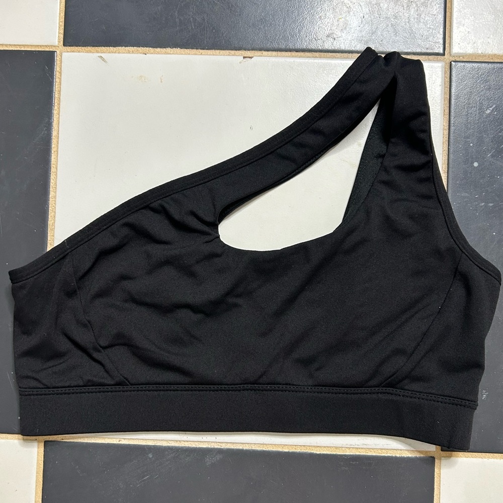 Black One-Shoulder Women's Sports Bra